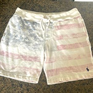 Polo by Ralph Lauren Flag Print Athletic Shorts - White, Red, Blue